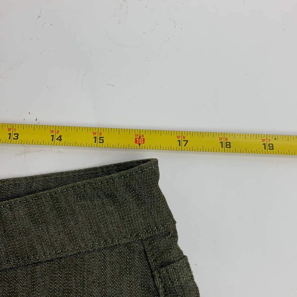 Frye Heritage Olive Green Shorts Size 14 Raw Hem Pockets Zip button up New NWT - Picture 10 of 12